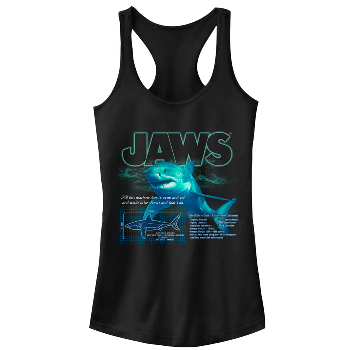 fifth sun Junior's Jaws Shark Blueprint Racerback Tank Top