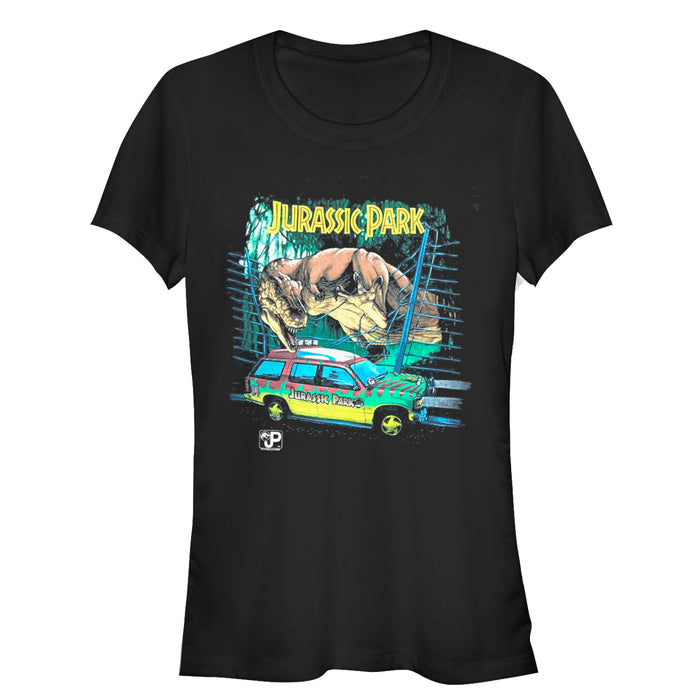fifth sun Junior's Jurassic Park Car Chase Scene T-Shirt