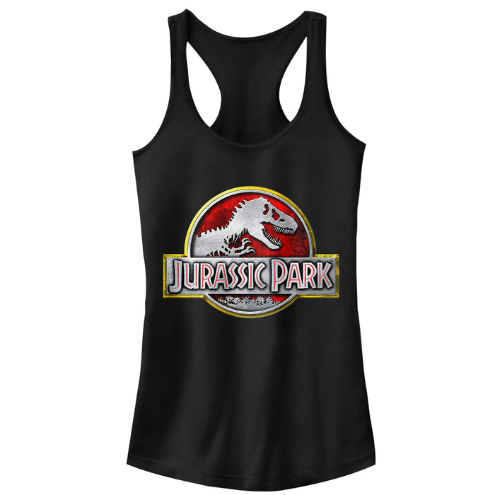 fifth sun Junior's Jurassic Park Chrome Logo Racerback Tank Top