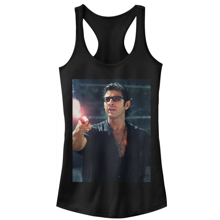 fifth sun Junior's Jurassic Park Dr. Malcolm Flare Distraction Racerback Tank Top