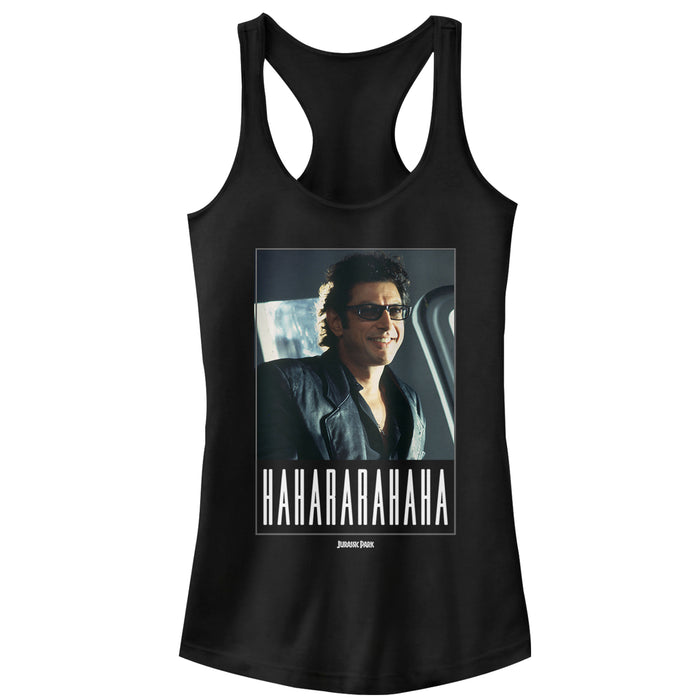 fifth sun Junior's Jurassic Park Dr. Malcolm Iconic Laugh Racerback Tank Top