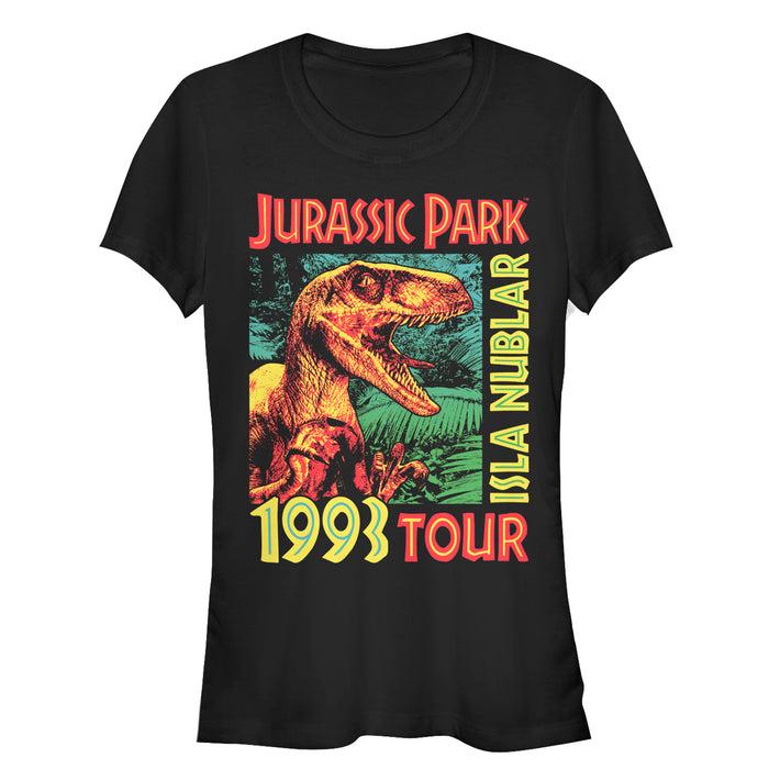 fifth sun Junior's Jurassic Park Isla Nublar 1993 Tour Featuring Velociraptor T-Shirt