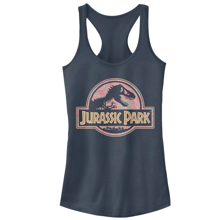 Fifth Sun Junior's Jurassic Park Logo Henna Print Racerback Tank Top