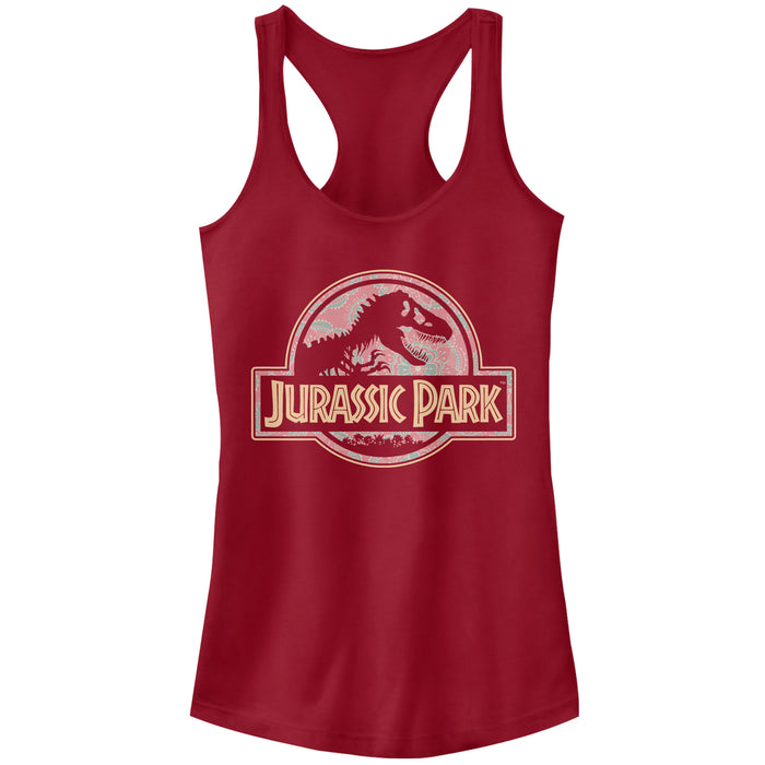 fifth sun Junior's Jurassic Park Logo Henna Print Racerback Tank Top