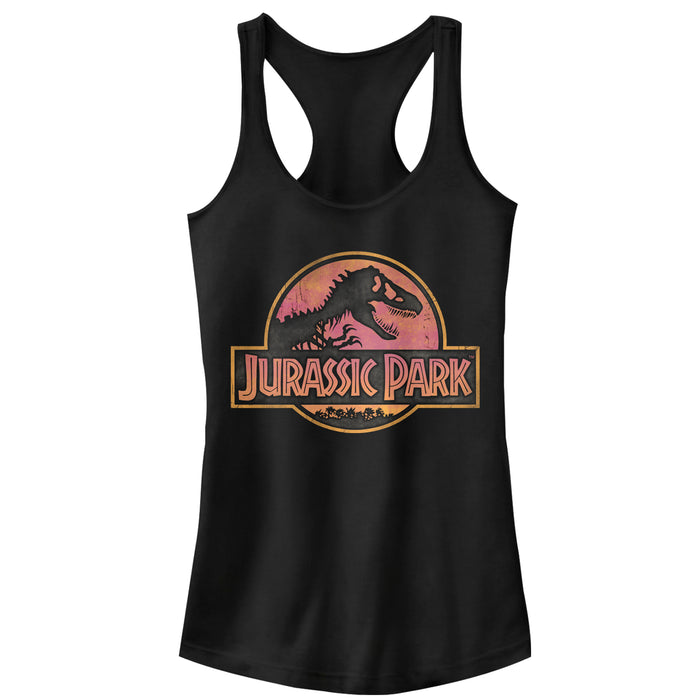 fifth sun Junior's Jurassic Park Sunrise Logo Racerback Tank Top
