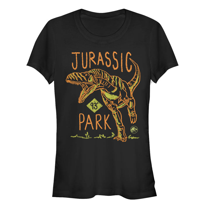 fifth sun Junior's Jurassic Park T. Rex Crayon Print T-Shirt