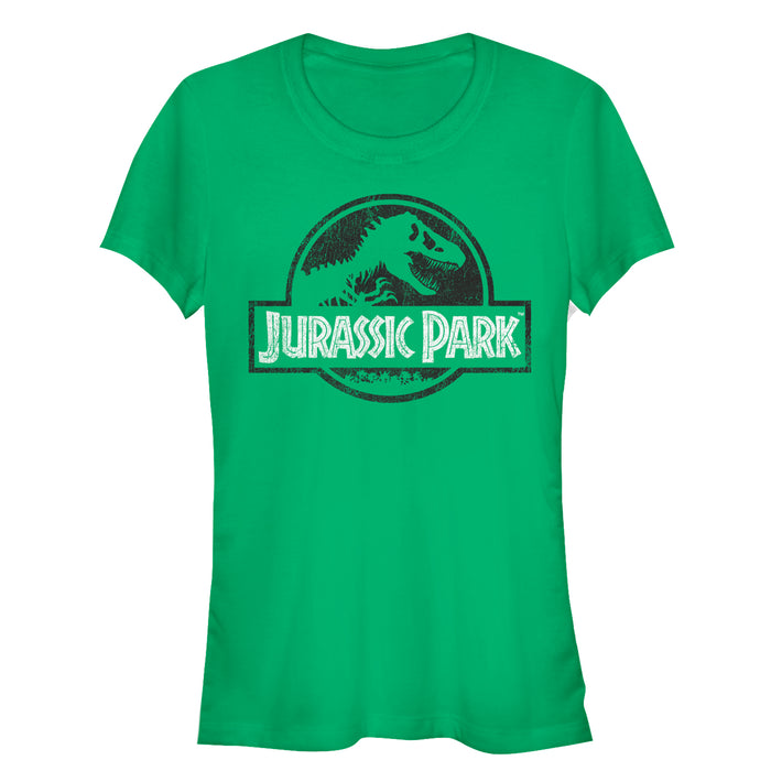 fifth sun Junior's Jurassic Park Vintage Black and White Logo T-Shirt