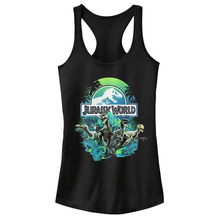 fifth sun Junior's Jurassic World Dinosaur Nature Scene Racerback Tank Top
