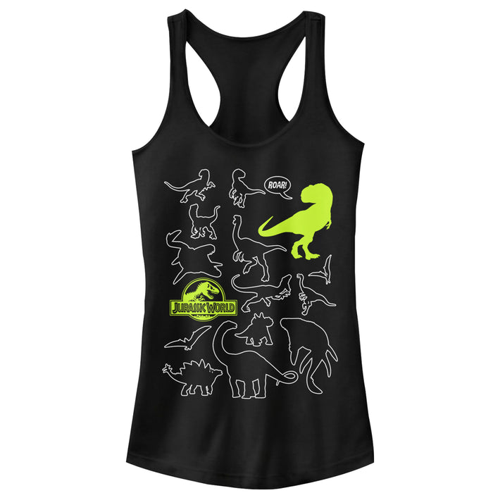 fifth sun Junior's Jurassic World: Fallen Kingdom Dinosaur Outline Racerback Tank Top