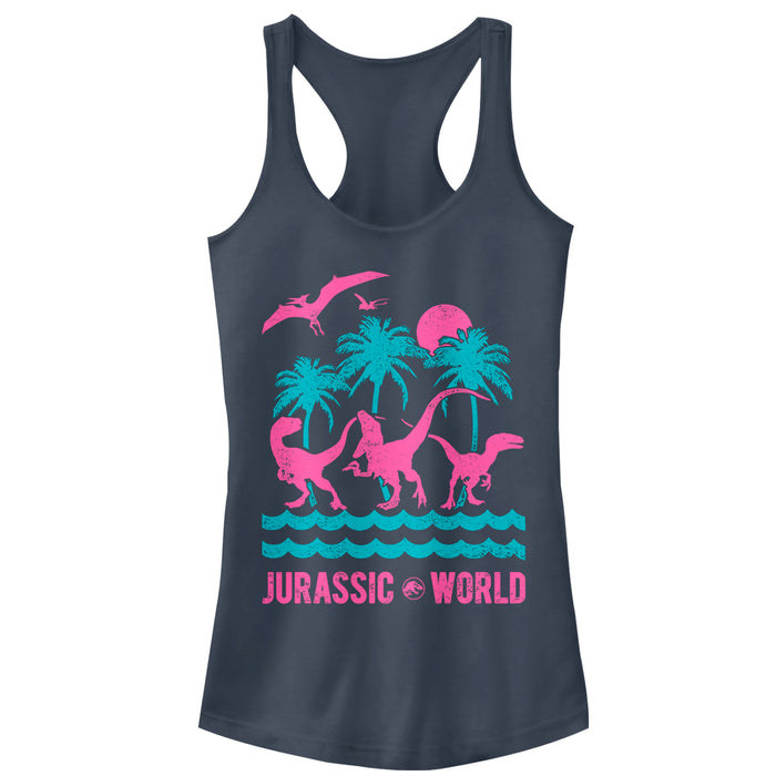 fifth sun Junior's Jurassic World: Fallen Kingdom Tropical Dinosaurs Racerback Tank Top