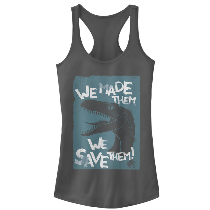 fifth sun Junior's Jurassic World: Fallen Kingdom We Save Them Racerback Tank Top