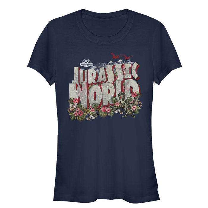 fifth sun Junior's Jurassic World Greetings From Paradise T-Shirt