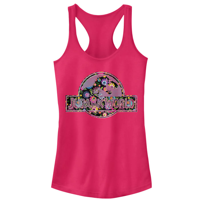 fifth sun Junior's Jurassic World Hippie Flower Logo Racerback Tank Top
