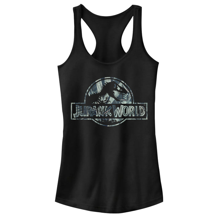 fifth sun Junior's Jurassic World Jurassic Worldscale Tropical T. Rex Logo Racerback Tank Top