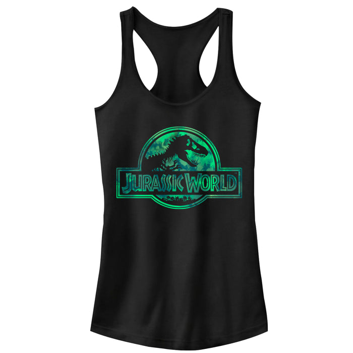 fifth sun Junior's Jurassic World Logo Tie Dye Print Racerback Tank Top