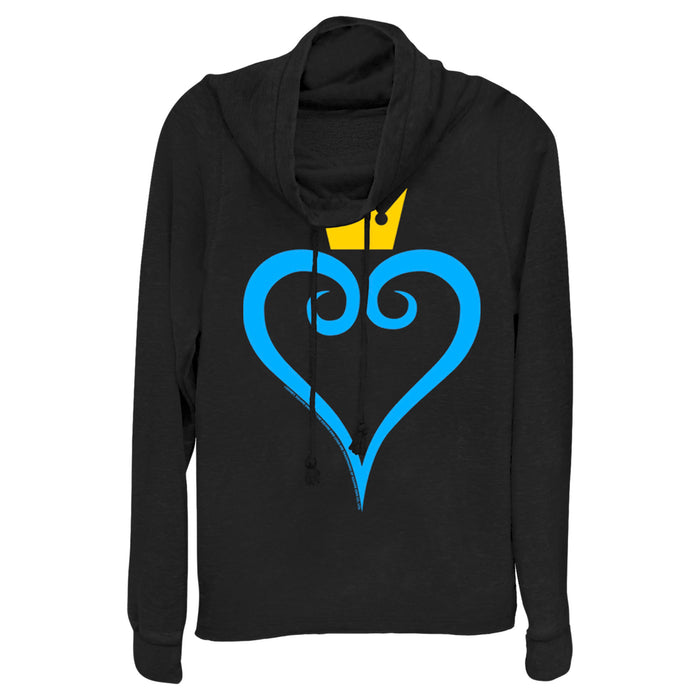 fifth sun Junior's Kingdom Hearts 1 Blue Heart Cowl Neck Sweatshirt