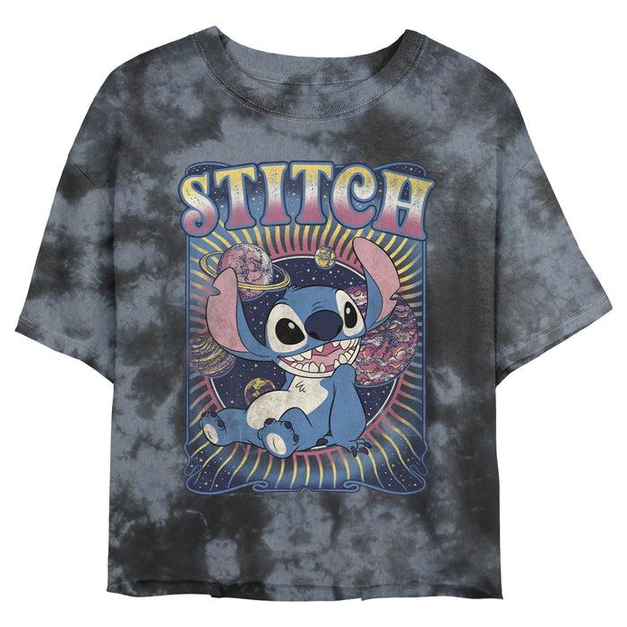 fifth sun Junior's Lilo & Stitch Distressed Groovy Planets Stitch T-Shirt