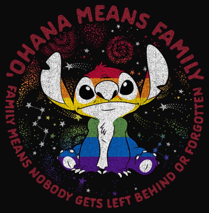 Fifth Sun Junior's Lilo & Stitch Ohana Rainbow Pride Cowl Neck Sweatshirt