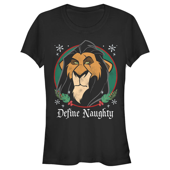 fifth sun Junior's Lion King Christmas Scar Define Naughty T-Shirt