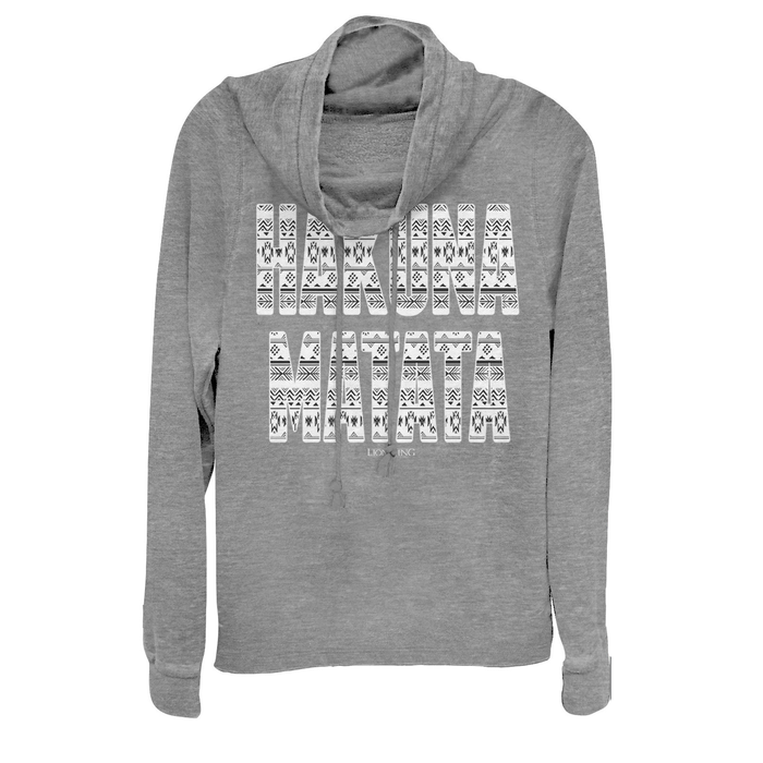 fifth sun Junior's Lion King Hakuna Matata Tribal Print Text Cowl Neck Sweatshirt