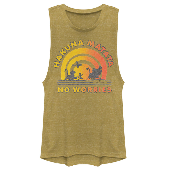 fifth sun Junior's Lion King No Worries Sun is Here Festival Muscle Tee