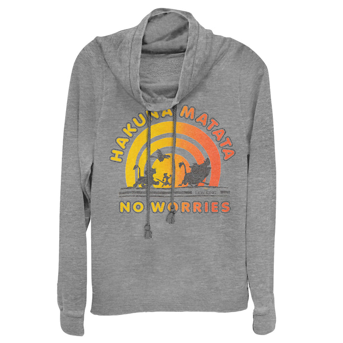 fifth sun Junior's Lion King No Worries Sunshine is Here Cowl Neck Sweatshirt