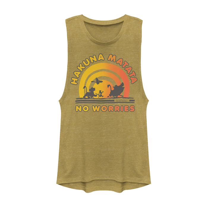 fifth sun Junior's Lion King No Worries Vibrant Sunshine Festival Muscle Tee