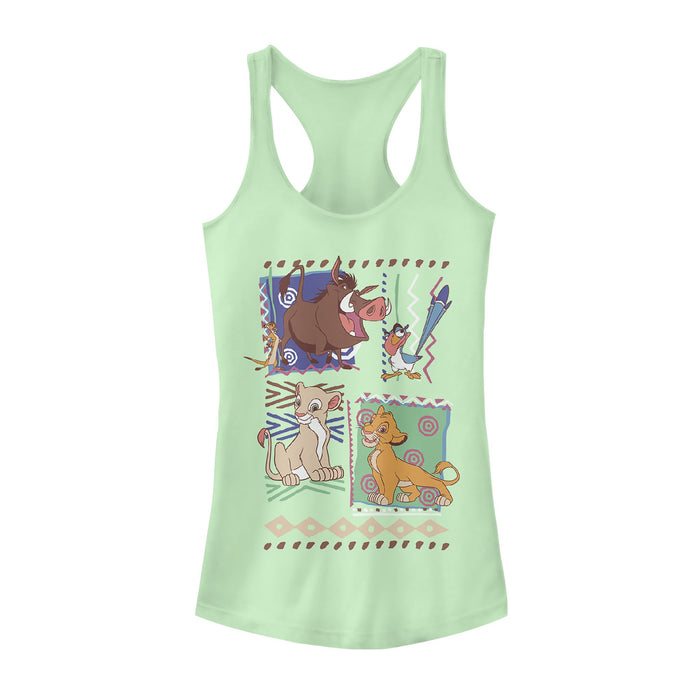 Fifth Sun Junior's Lion King Retro 90's Savannah Friends Racerback Tank Top