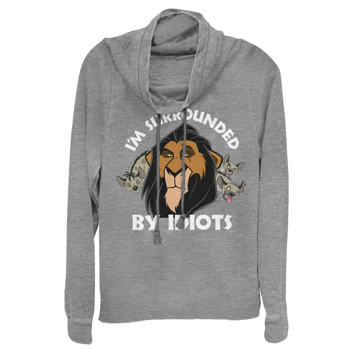 Fifth Sun Junior's Lion King Scar Surrounded By Idiots Cowl Neck Sweatshirt