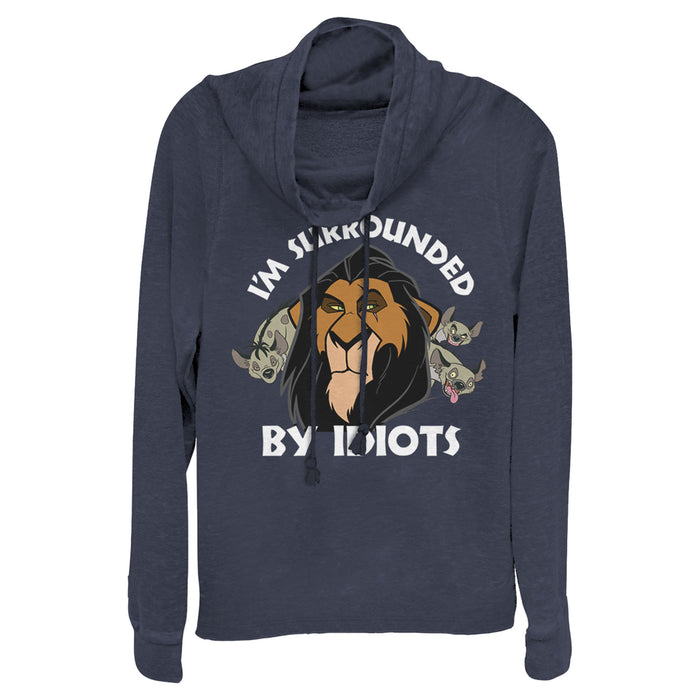 Fifth Sun Junior's Lion King Scar Surrounded By Idiots Cowl Neck Sweatshirt