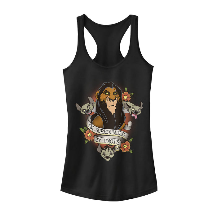 Fifth Sun Junior's Lion King Scar Surrounded By Idiots Tattoo Racerback Tank Top