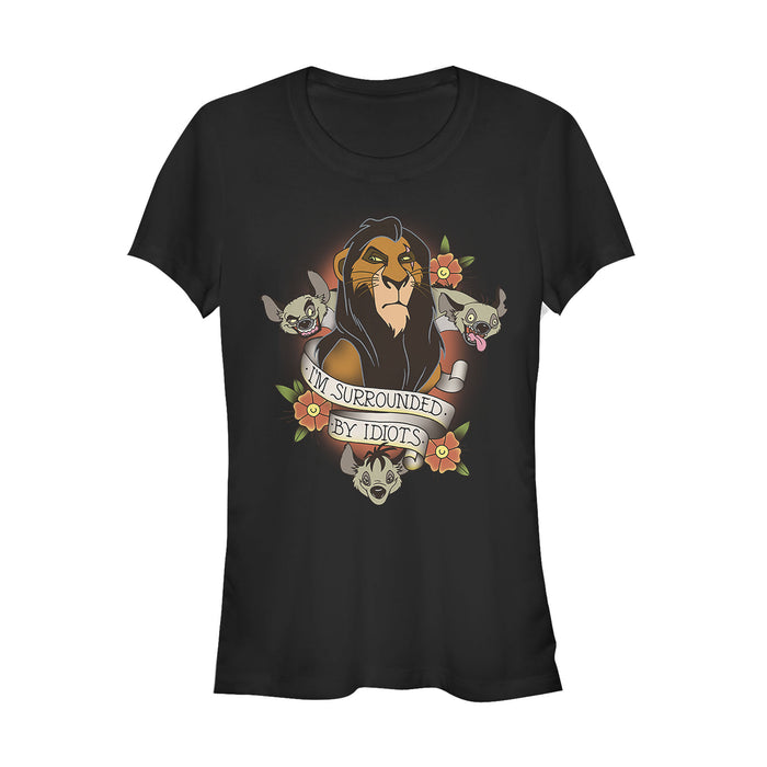 Fifth Sun Junior's Lion King Scar Surrounded By Idiots Tattoo T-Shirt