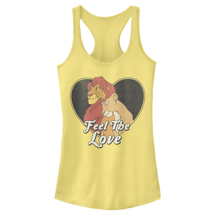fifth sun Junior's Lion King Simba and Nala Valentine Feel the Love Racerback Tank Top
