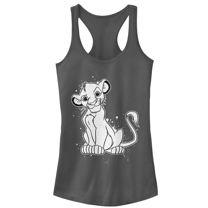 fifth sun Junior's Lion King Simba Smirk Paint Splatter Print Racerback Tank Top