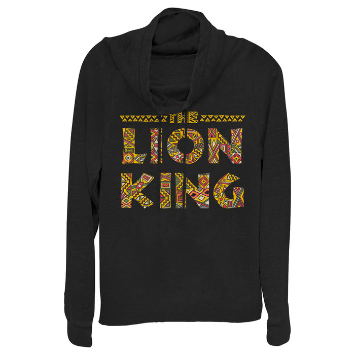 fifth sun Junior's Lion King Tribal Print Logo Cowl Neck Sweatshirt