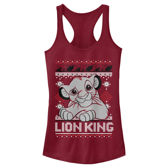 fifth sun Junior's Lion King Ugly Christmas Simba Racerback Tank Top