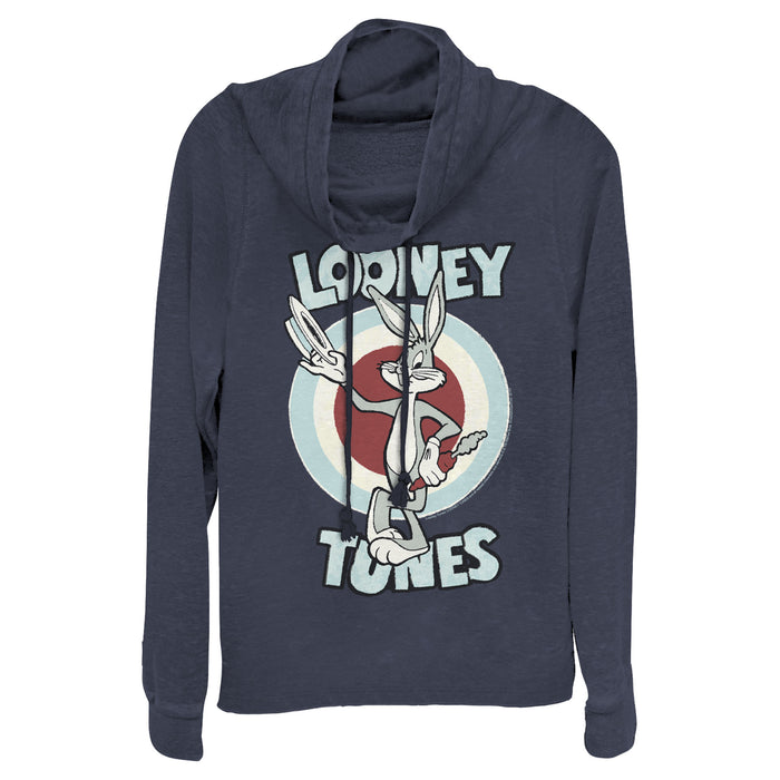 fifth sun Junior's Looney Tunes Hats Off Bugs Bunny Cowl Neck Sweatshirt
