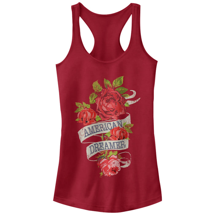 fifth sun Junior's Lost Gods American Dreamer Roses Racerback Tank Top