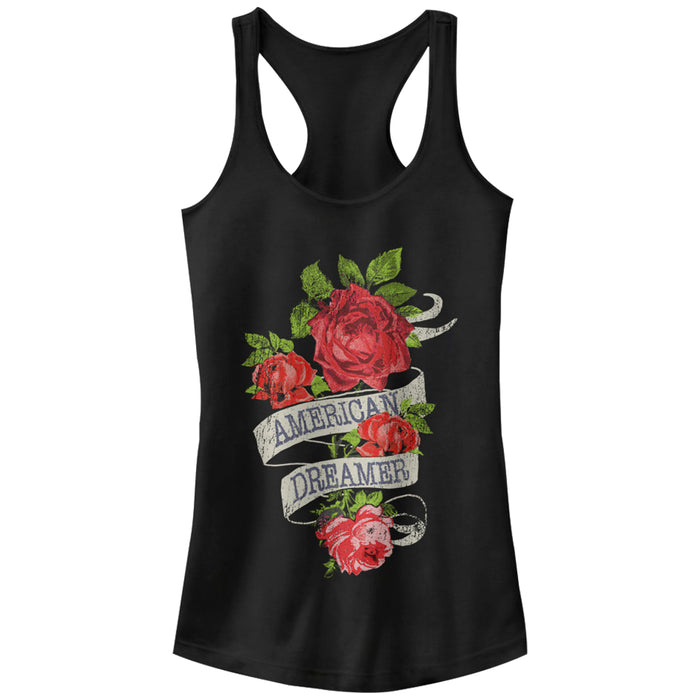 fifth sun Junior's Lost Gods American Dreamer Roses Racerback Tank Top