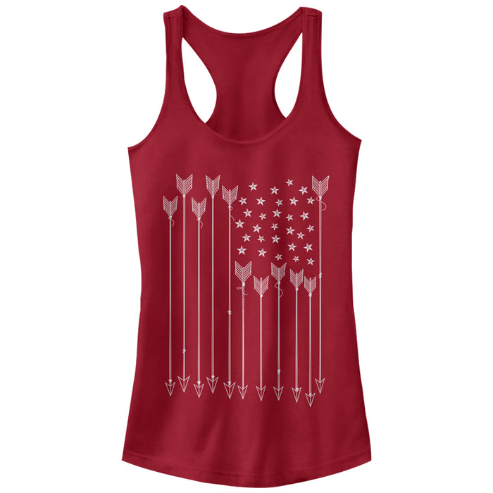 fifth sun Junior's Lost Gods Arrow American Flag Racerback Tank Top
