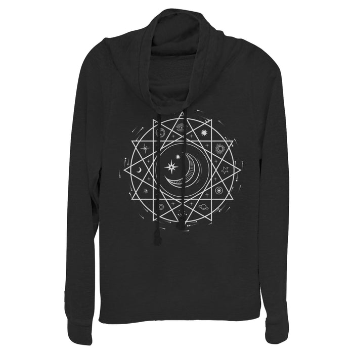 fifth sun Junior's Lost Gods Celestial Icons Cowl Neck Sweatshirt