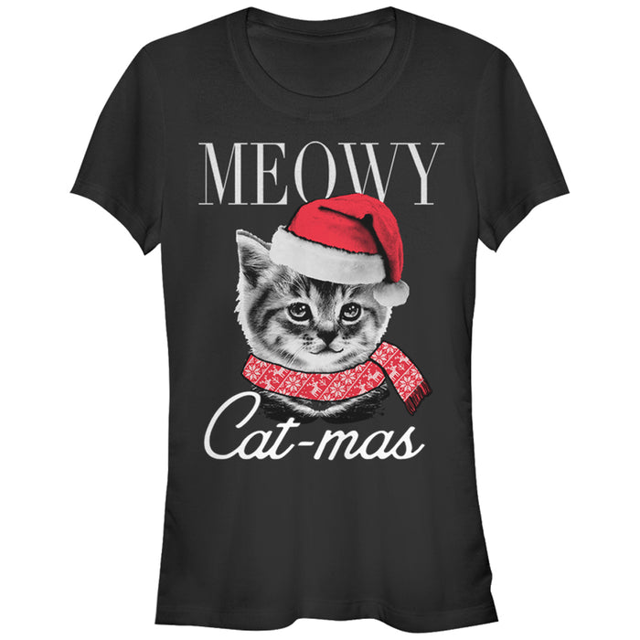 fifth sun Junior's Lost Gods Christmas Cat Meowy Catmas T-Shirt