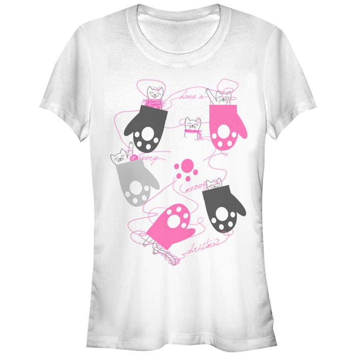 fifth sun Junior's Lost Gods Christmas Kittens in Mittens T-Shirt