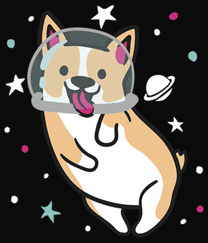 Fifth Sun Junior's Lost Gods Dog Astronaut Space Corgi Cowl Neck Sweatshirt