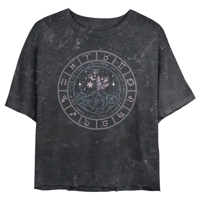 fifth sun Junior's Lost Gods Floral Astrological Wheel T-Shirt