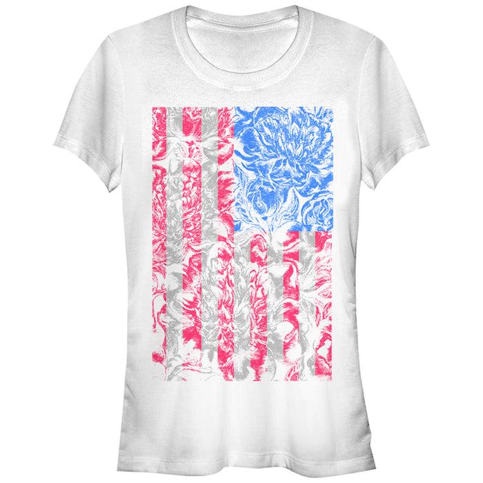 fifth sun Junior's Lost Gods Floral Print American Flag T-Shirt