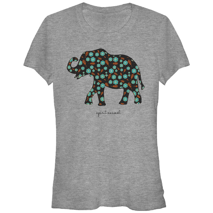 fifth sun Junior's Lost Gods Floral Print Elephant Spirit Animal T-Shirt