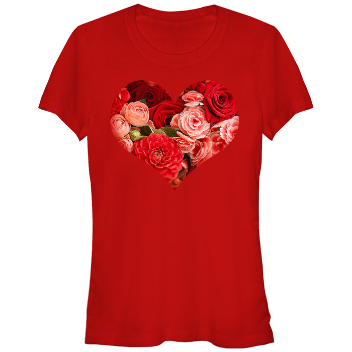 fifth sun Junior's Lost Gods Floral Print Heart T-Shirt