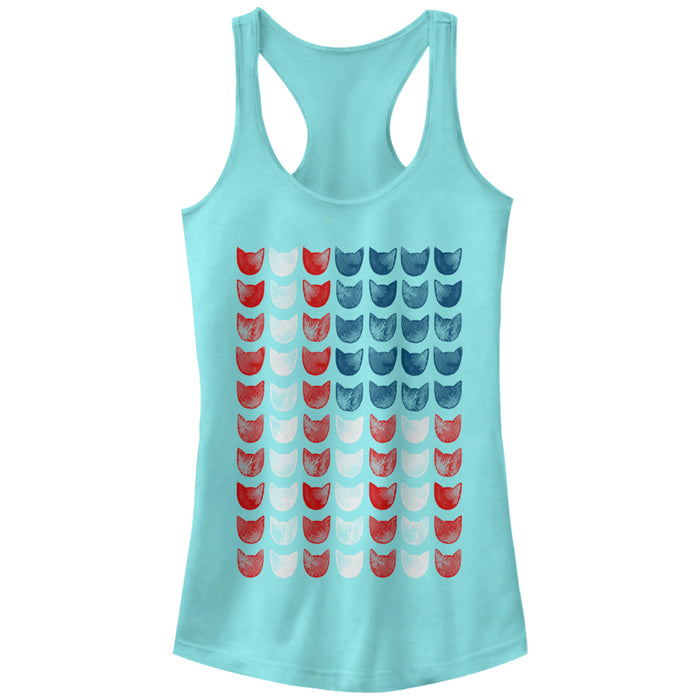 fifth sun Junior's Lost Gods Fourth of July Cat American Flag Racerback Tank Top