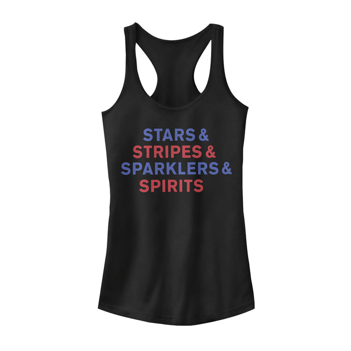 fifth sun Junior's Lost Gods Fourth of July Sparklers & Spirits Racerback Tank Top